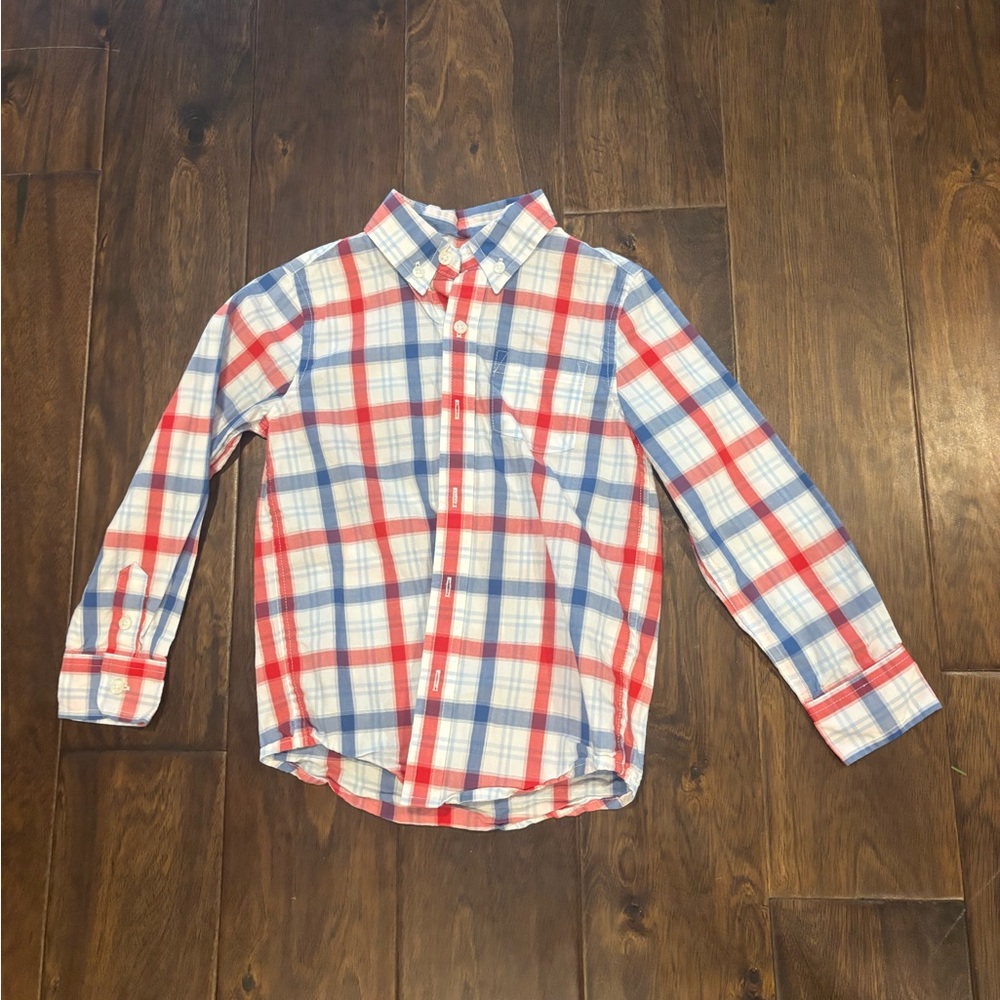 Janie and Jack Red, Blue, and White Plaid Button Down Shirt